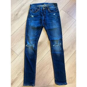 BLANKNYC Distressed Blue Skinny Jeans Women Size 25 Ripped Knee Frayed Hem